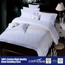 Conjuntos luxuosos do fundamento das folhas de cama brancas do hotel do jacquard do cetim do algodão 60S do algodão 60S